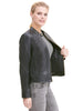 Women's Faux Leather Front Zip Jacket